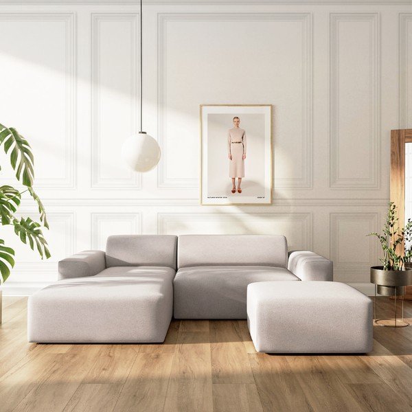 Szary aksamitny podnóżek Villet – Rodier-image-1