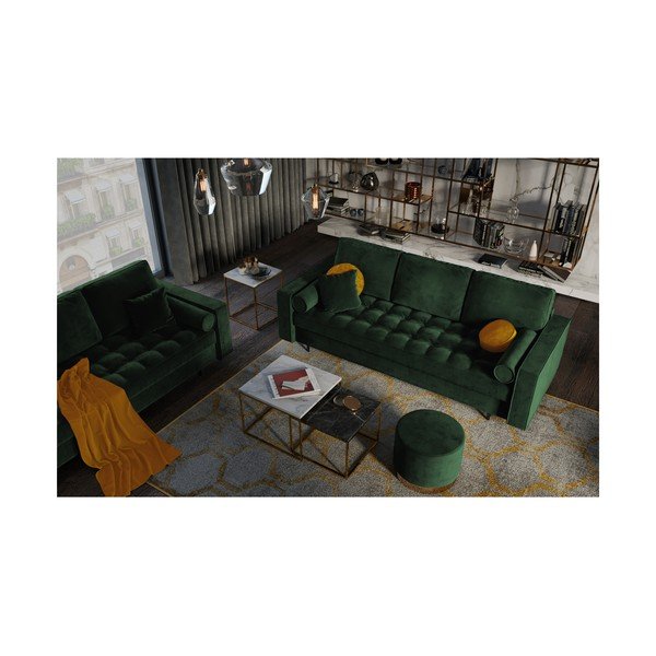 Zielona aksamitna rozkładana sofa Milo Casa Santo-image-1