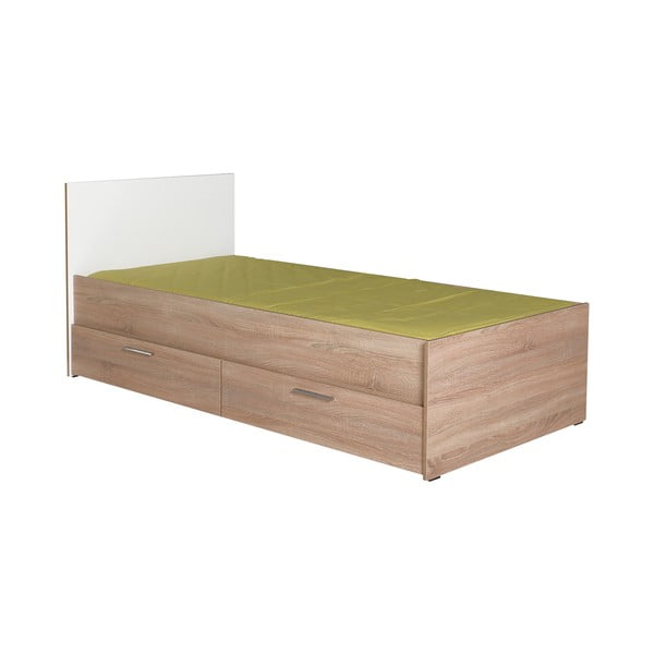 Biało-naturalne łóżko dziecięce ze schowkiem 90x190 cm – Kalune Design