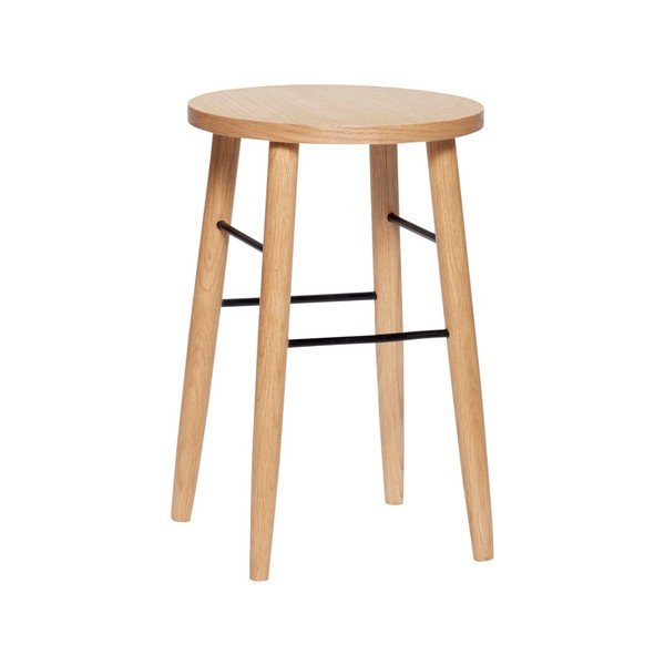 Hoker z drewna dębowego Hübsch Oak Bar Stool, wys. 52 cm