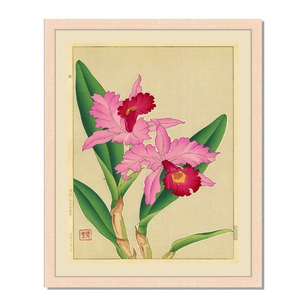 Obraz w ramie Liv Corday Asian Pink Flowers, 40x50 cm