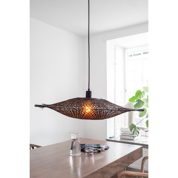 Lampa wisząca w kolorze matowej czerni z bambusowym kloszem ø 75 cm Kumo – Markslöjd-image-1
