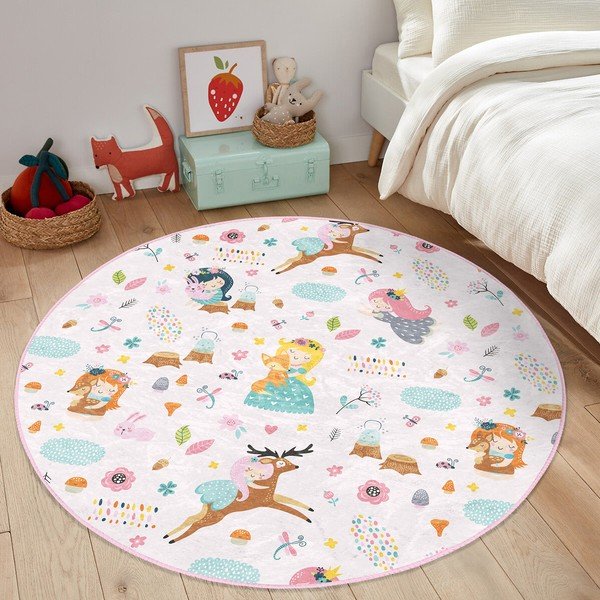 Jasnoróżowy dywan dziecięcy ø 100 cm Comfort – Mila Home-image-3
