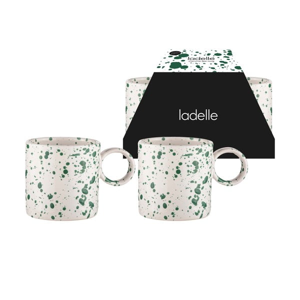 Biało-zielone kamionkowe kubki zestaw 2 szt. 450 ml Carnival – Ladelle-image-1