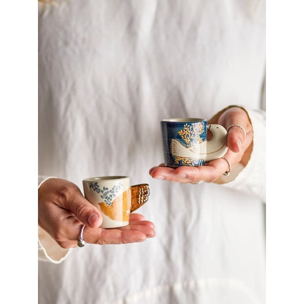 Niebiesko-kremowe kamionkowe filiżanki na espresso zestaw 2 szt. 55 ml Hezha – Bloomingville-image-1