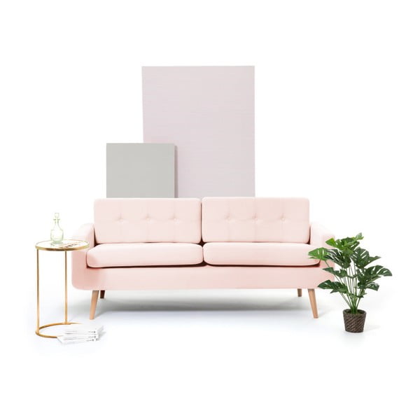 Pastelowo-różowa sofa 3-osobowa Vivonita Ina-image-3