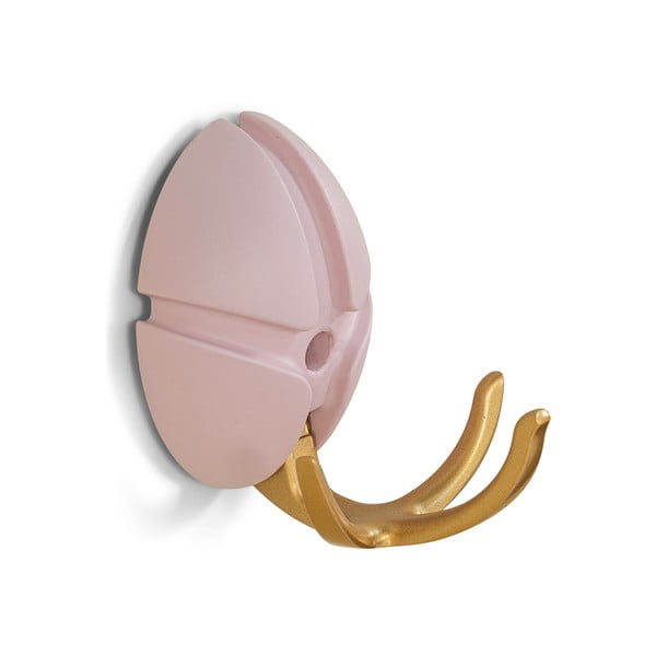 Jasnoróżowy/w kolorze złota ścienny plastikowy haczyk Tick – Spinder Design-image-2