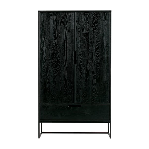 Czarna szafka z litego drewna jesionowego 85x149 cm Silas – WOOOD