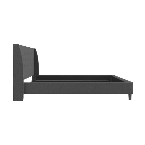 Ciemnoszare tapicerowane łóżko dwuosobowe 180x200 cm Her Majesty – Støraa-image-4