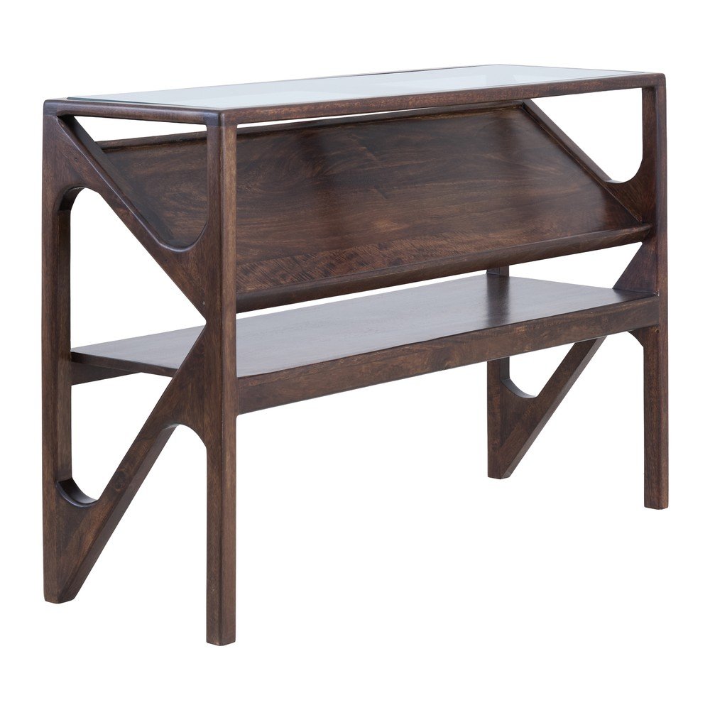 Konsola ze szklanym blatem w ciemnym naturalnym kolorze 41x119 cm Yuki – Light & Living