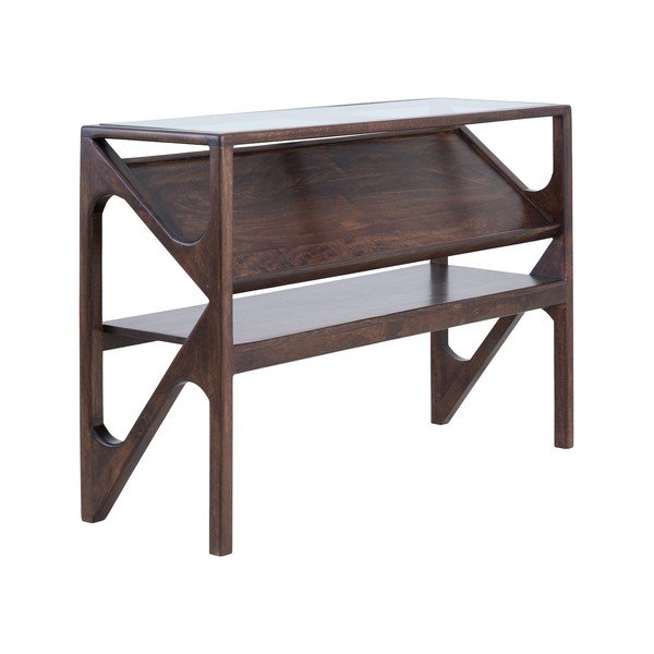 Konsola ze szklanym blatem w ciemnym naturalnym kolorze 41x119 cm Yuki – Light & Living