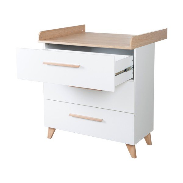 Biała komoda dziecięca w dekorze dębu z przewijakiem 88,5x99x76 cm Léon – Roba-image-3