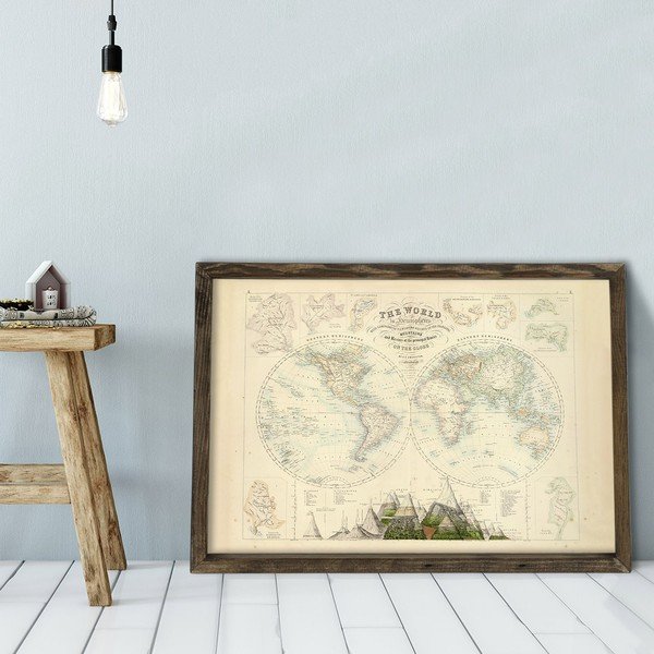 Obraz w drewnianej ramie Globe, 70x50 cm-image-1