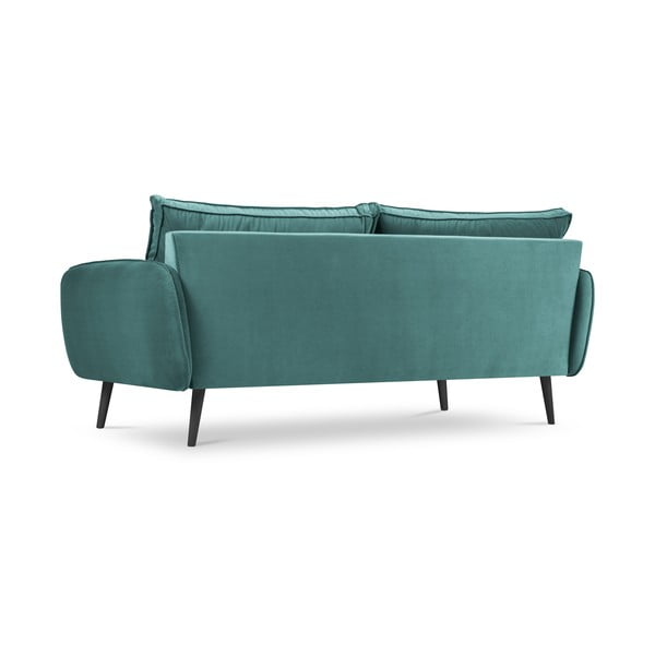 Morska aksamitna sofa z czarnymi nogami Kooko Home Lento, 198 cm-image-3
