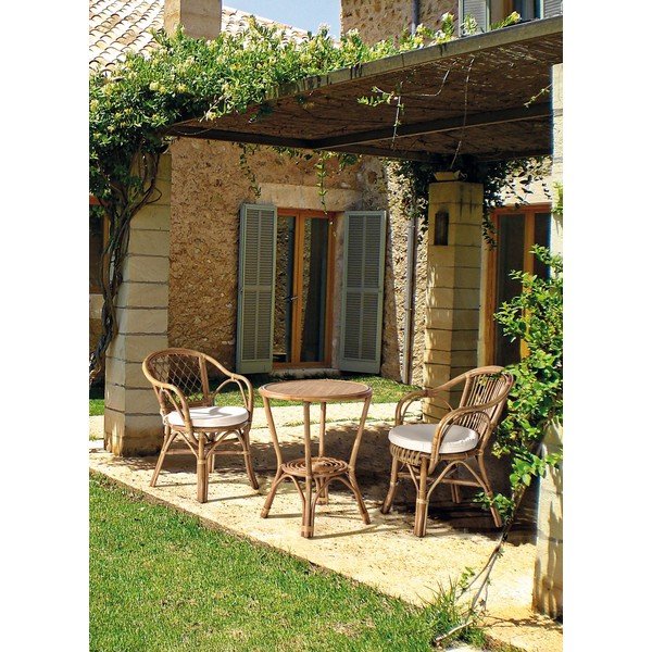 Drewniano-rattanowe krzesło ogrodowe w naturalnym kolorze Athina – Bizzotto-image-1