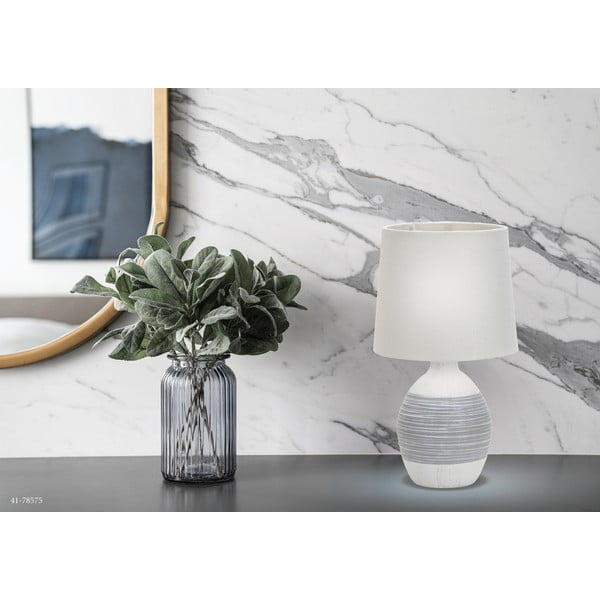 Jasnoszara lampa stołowa z tekstylnym kloszem (wys. 35 cm) Ambon – Candellux Lighting-image-1