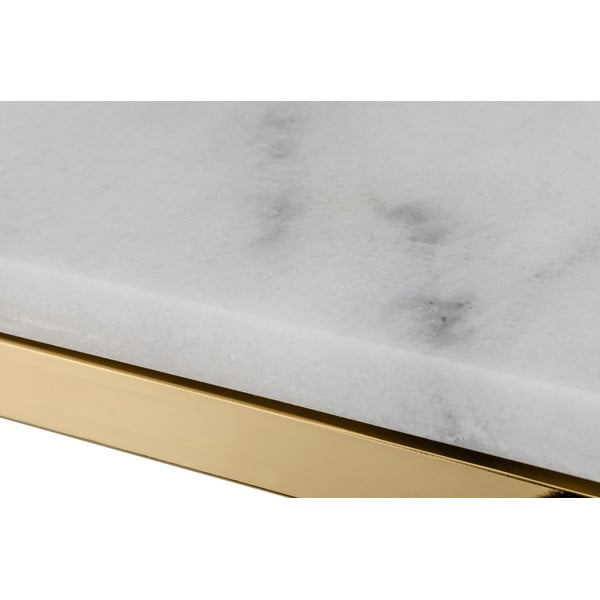 Biała marmurowa konsola z konstrukcją w kolorze złota RGE Marble, dł. 100 cm-image-1