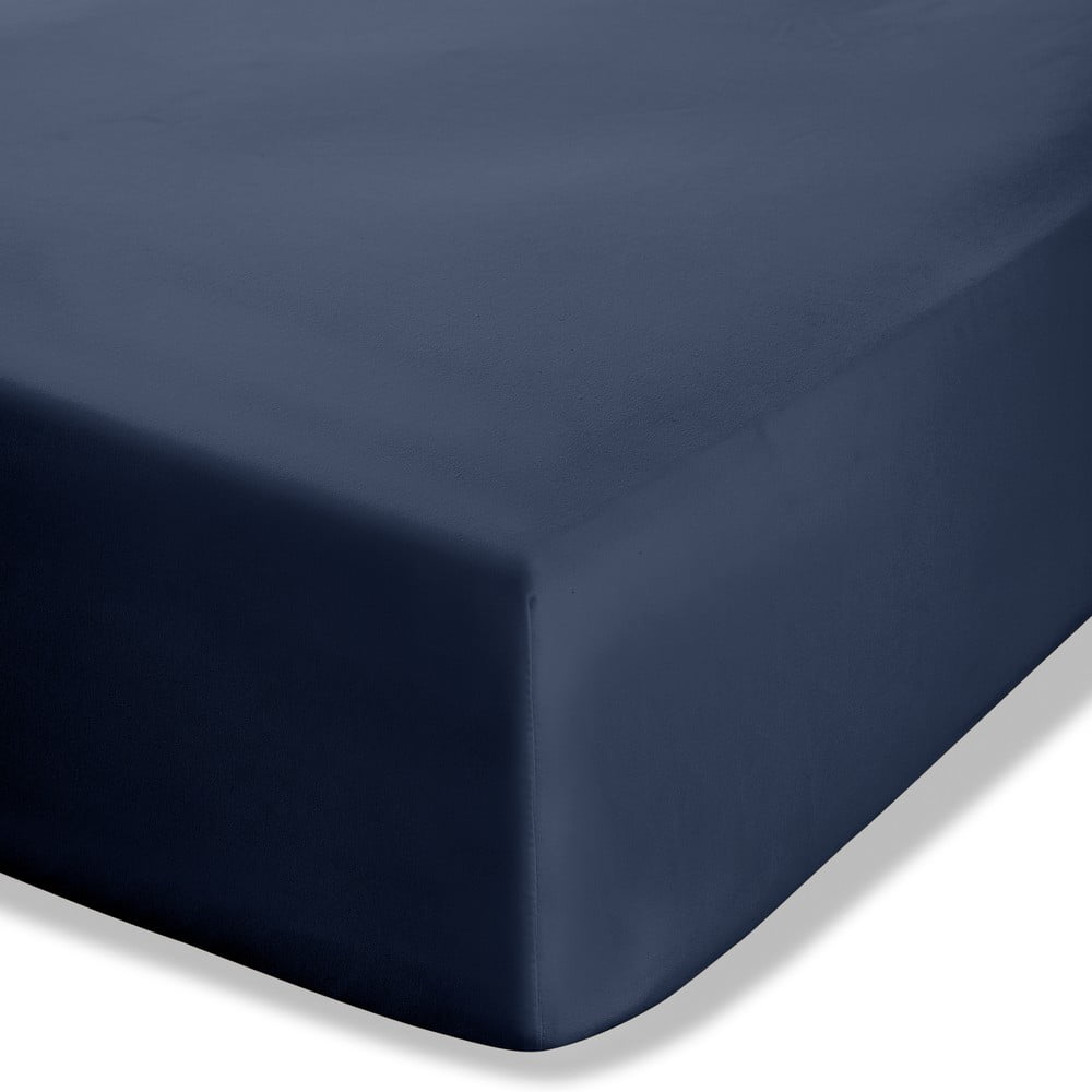 Ciemnoniebieskie prześcieradło z perkalu z gumką 150x200 cm Easy Iron Percale – Catherine Lansfield