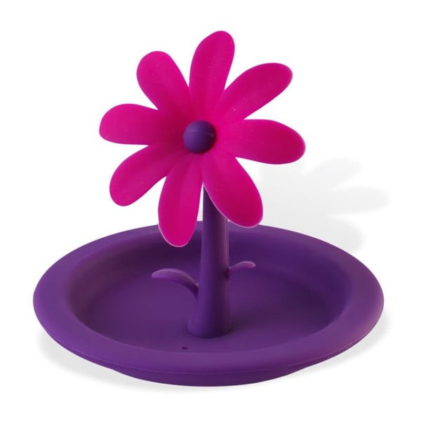 Fioletowa pokrywka silikonowa na kubek Vialli Design Flower
