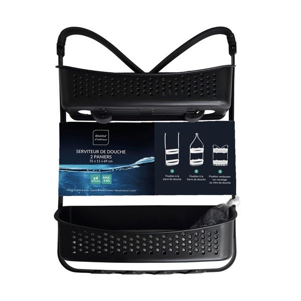 Wisząca plastikowa półka łazienkowa w kolorze matowej czerni Vesper – douceur d'intérieur-image-4