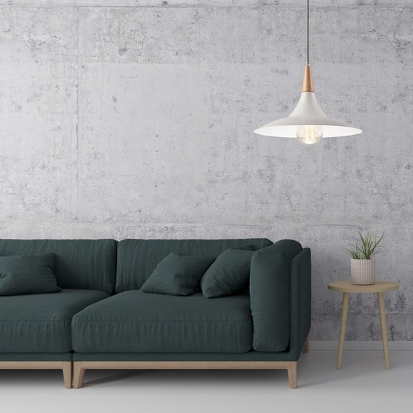 Biała lampa wisząca z metalowym kloszem ø 30 cm Ufo – LAMKUR-image-2