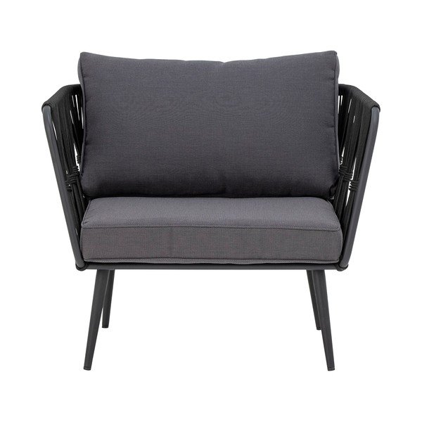 Czarny metalowy/tapicerowany fotel ogrodowy Pavone – Bloomingville-image-4