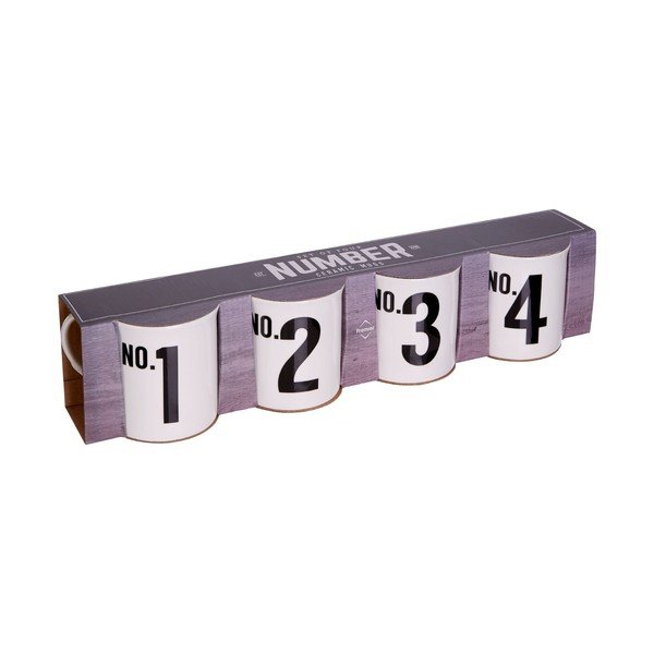 Zestaw 4 kubków z porcelany kostnej Premier Housewares Numbers, 342 ml-image-1