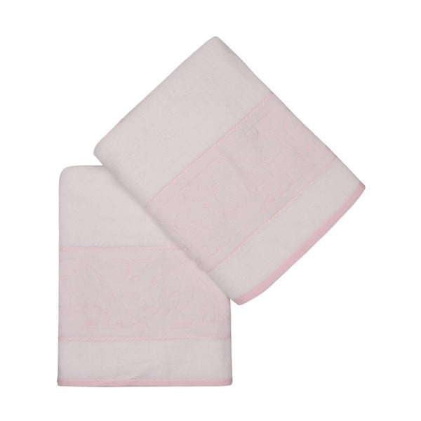 Zestaw 2 jasnoróżowych ręczników bawełnianych kąpielowych Ghunna, 70x140 cm