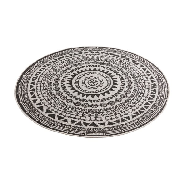 Czarno-kremowy dywan odpowiedni na zewnątrz NORTHRUGS Coron, ø 140 cm-image-2