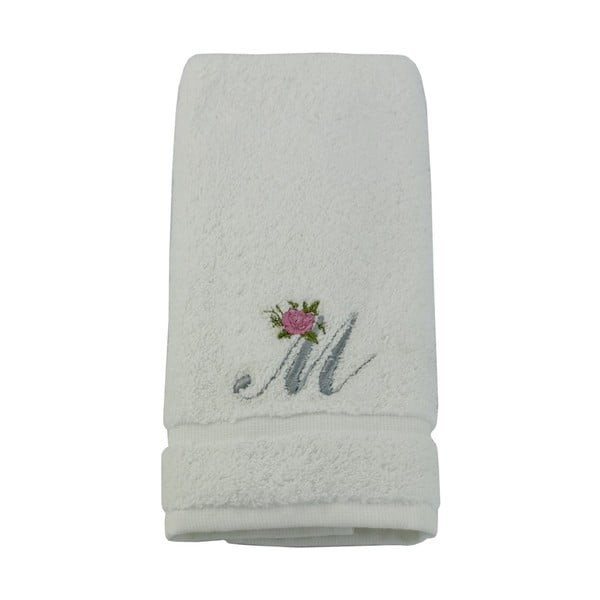 Ręcznik z inicjałem i różyczką M, 30x50 cm