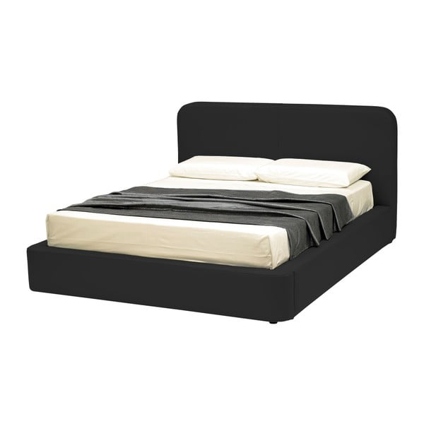 Czarne łóżko dwusobowe ze schowkiem 13Casa Pegasus, 160x190 cm