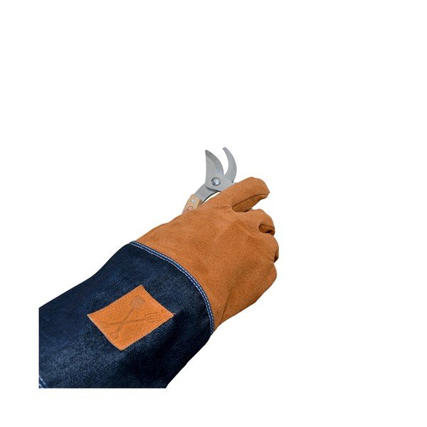 Niebiesko-pomarańczowe rękawice ogrodowe z ochroną nadgarstka Esschert Design Denim-image-4