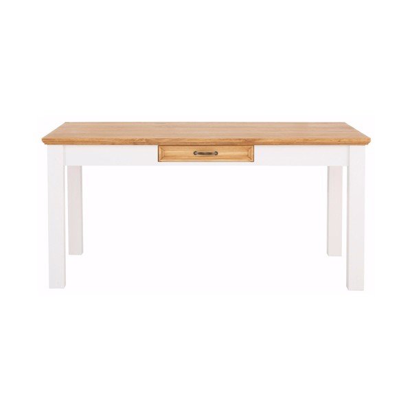 Biały stół z litej sosny z szufladą Støraa Suzie-image-1