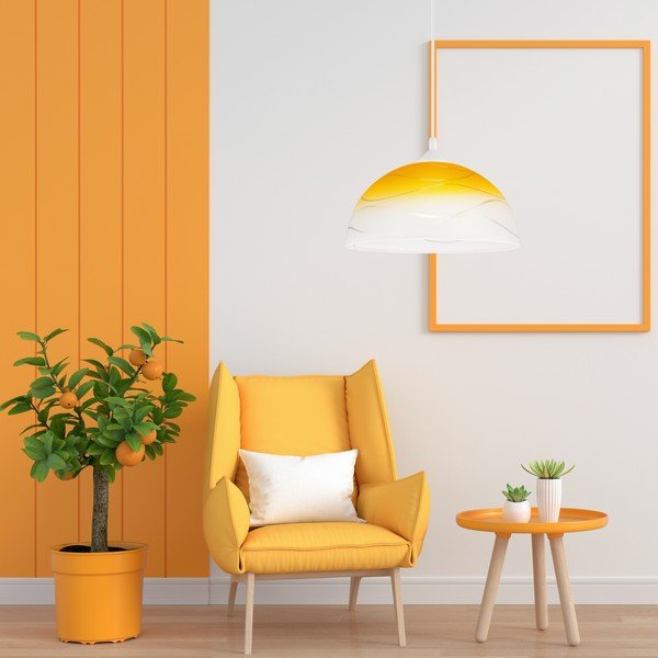 Żółta lampa wisząca ze szklanym kloszem ø 30 cm Sfera – LAMKUR-image-1