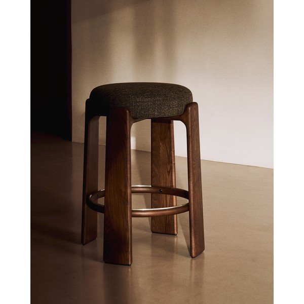 Hoker w kolorze zielono-ciemnonaturalnym z litego drewna jesionowego (wysokość siedziska 65 cm) Granite – Kave Home-image-1