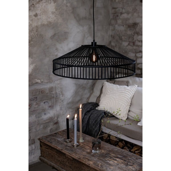 Czarna lampa wisząca z bambusowym kloszem ø 70 cm Tapa – Markslöjd-image-2