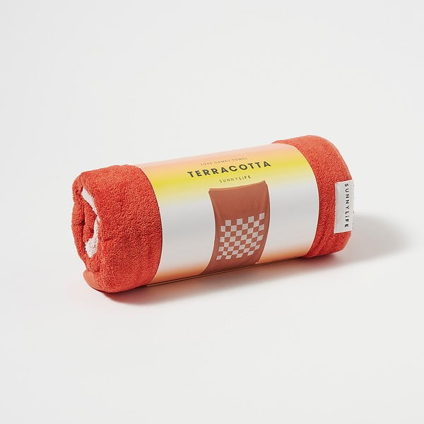 Bawełniany ręcznik plażowy w kolorze terakoty Sunnylife Luxe Games, 175x90 cm-image-4