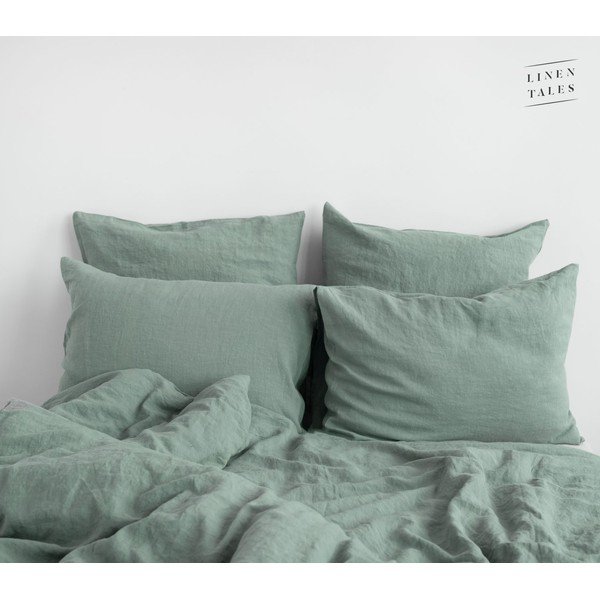Zielononiebieska lniana poszwa na kołdrę dwuosobowa 200x200 cm Milieu – Linen Tales-image-4