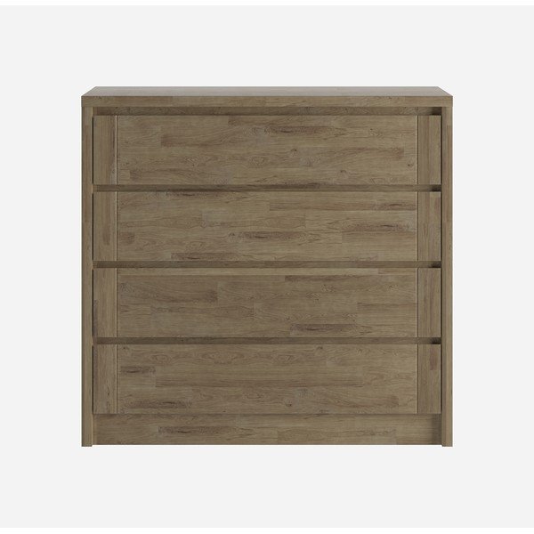 Brązowa niska komoda z litego drewna dębowego 105x96 cm Timo – Olivia Living-image-2