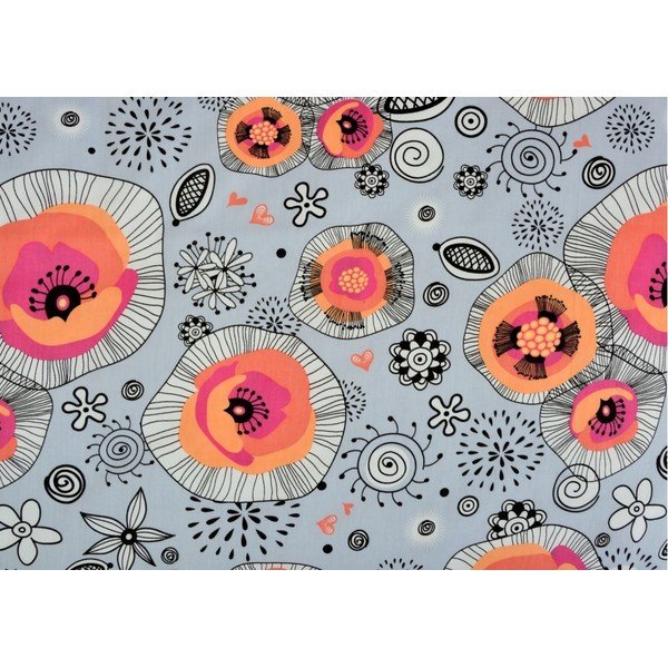 Pomarańczowo-szara pościel jednoosobowa z satyny bawełnianej 140x200 cm Poppy -image-1