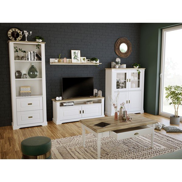 Biała szafka drewniana pod TV Artemob Campton-image-1