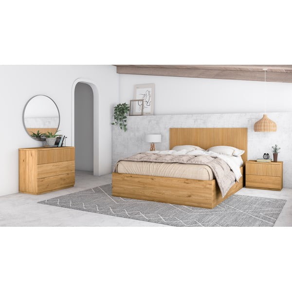 Niska komoda w dekorze dębu 100x72 cm Rayana – Marckeric-image-1