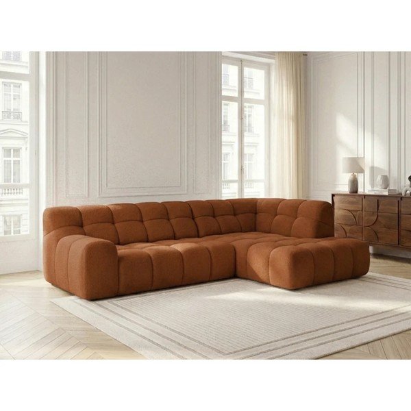 Pomarańczowy rozkładany/z elektryczną regulacją siedziska narożnik (prawostronny/w kształcie litery L) Andre – Bobochic Paris-image-3
