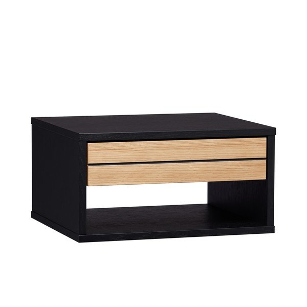 Czarno-naturalna wisząca szafka nocna w dekorze dębu Stripe – Woodman-image-3
