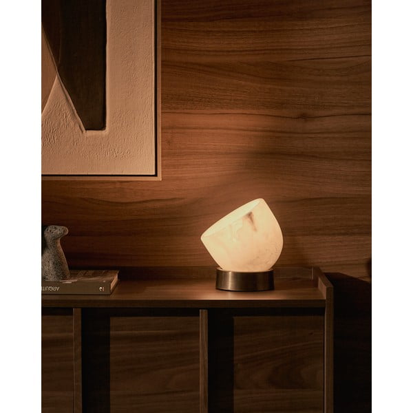 Lampa stołowa w kremowo-mosiężnym kolorze (wysokość 17 cm) Shenli – Kave Home-image-1