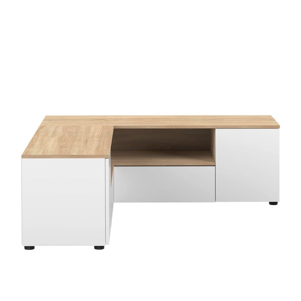 Biała szafka pod TV w dekorze dębu 130x46 cm Angle – TemaHome-image-2