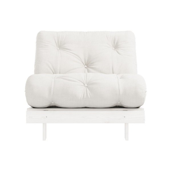 Fotel rozkładany z jasnobeżowym obiciem Karup Design Roots White/Natural-image-1