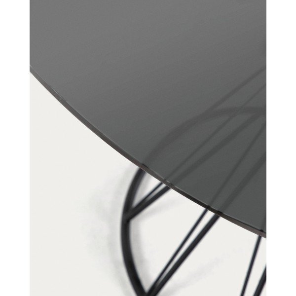 Czarny okrągły stół ze szklanym blatem ø 120 cm Niut – Kave Home-image-2