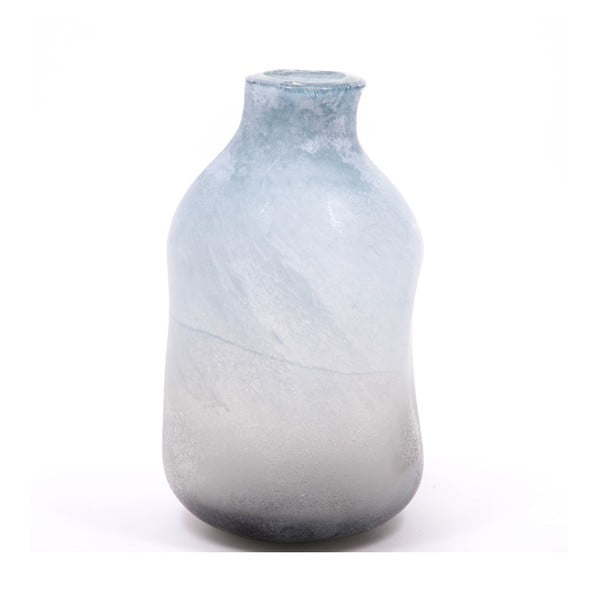 Niebiesko-biały wazon szklany Dino Bianchi, wysokość 31 cm