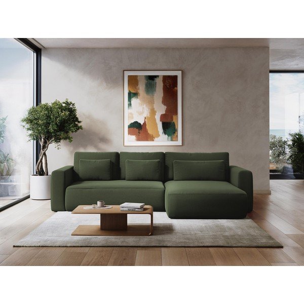 Ciemnoszary aksamitny rozkładany/ze schowkiem narożnik (lewostronny/z szezlongiem) Kapua – Makamii-image-1